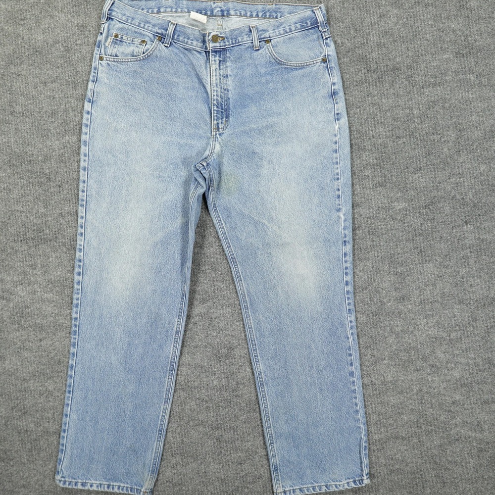 Carhartt Jeans Mens 40x32 Blue‎ Traditional Fit B180 STW Light Wash Straight Leg